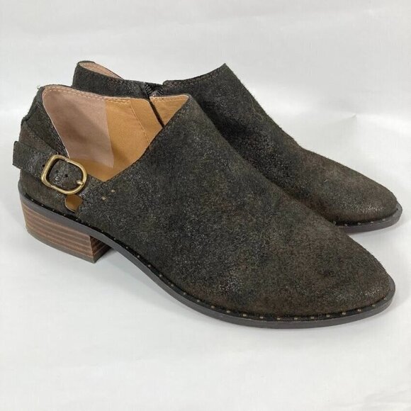 Lucky Brand Gahiro Leather Ankle Cut Out Bootie Brown 8 - Picture 1 of 8